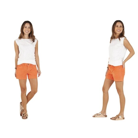 NWT $74 Carve Designs Oahu 4" Shorts Women's 6* Organic Cotton Orange Stretch - Picture 3 of 13